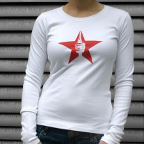 Longsleeves "Fernsehturm roter Stern" white,Women
