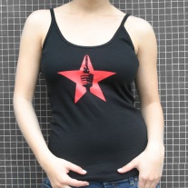 Spaghettistrap-Shirt "Fernsehturm roter Stern" black